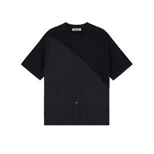 二十二号穿搭【打破沉闷感】设计师拼接珠地空气层透气T恤短袖男