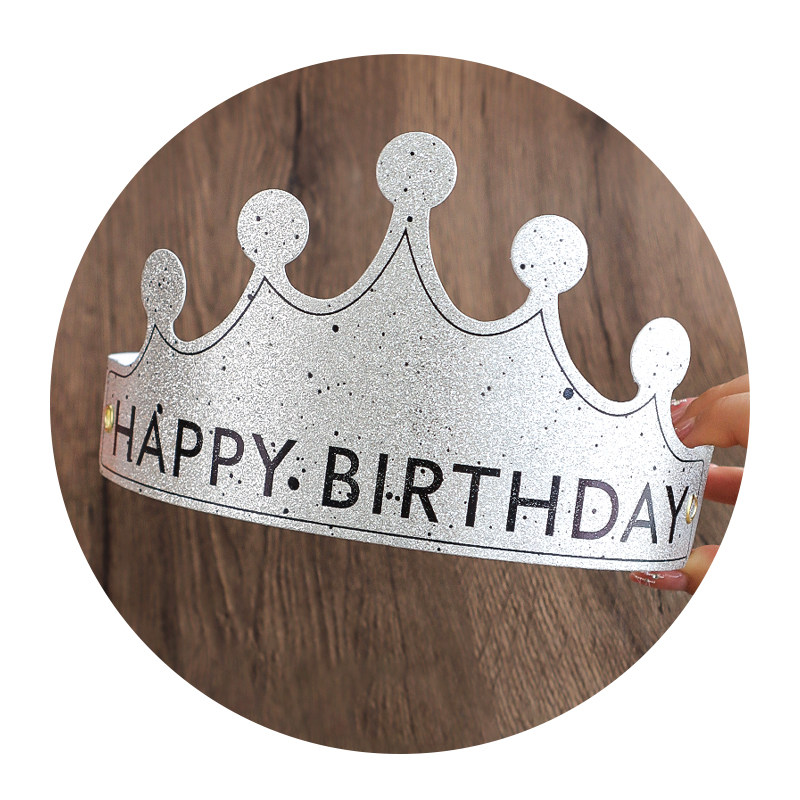 2026新款生日帽可折叠帽子银色成人款儿童生日派对帽创意头饰网红