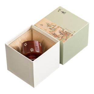 手绘山楂红陶瓷品茗杯子大号个人单杯描银女士功夫主人杯送礼茶盏