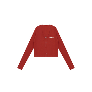 Called Back安哥拉红针织衫女2026春夏新款修身显瘦长袖开衫上衣