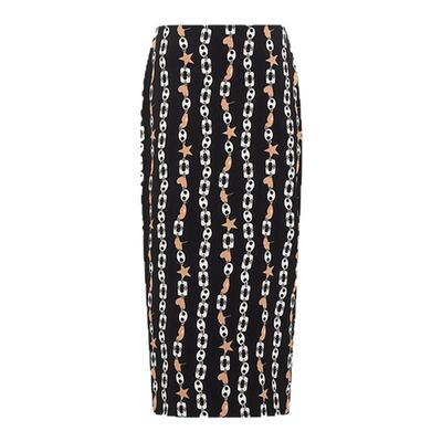 DVF金棕梦幻星片锁链铅笔裙半裙