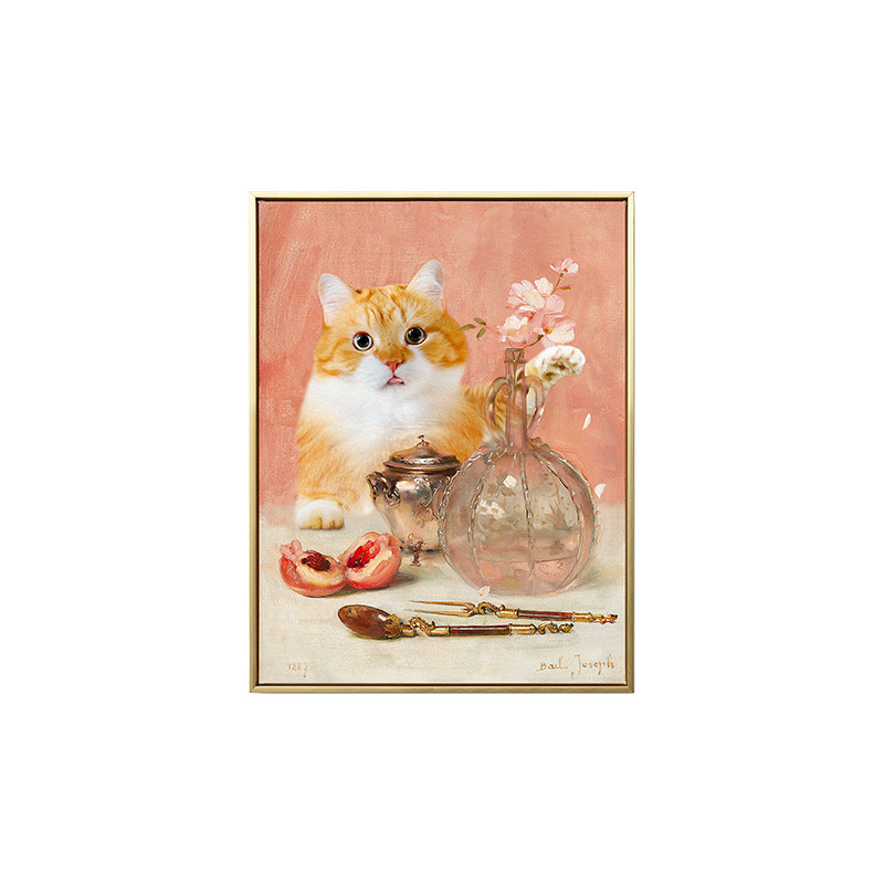 粉色花卉浪漫橘猫咪餐厅玄关柜