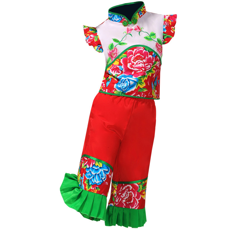六一儿童喜庆演出服中国风民族舞蹈服装新款幼儿开门红女童秧歌服