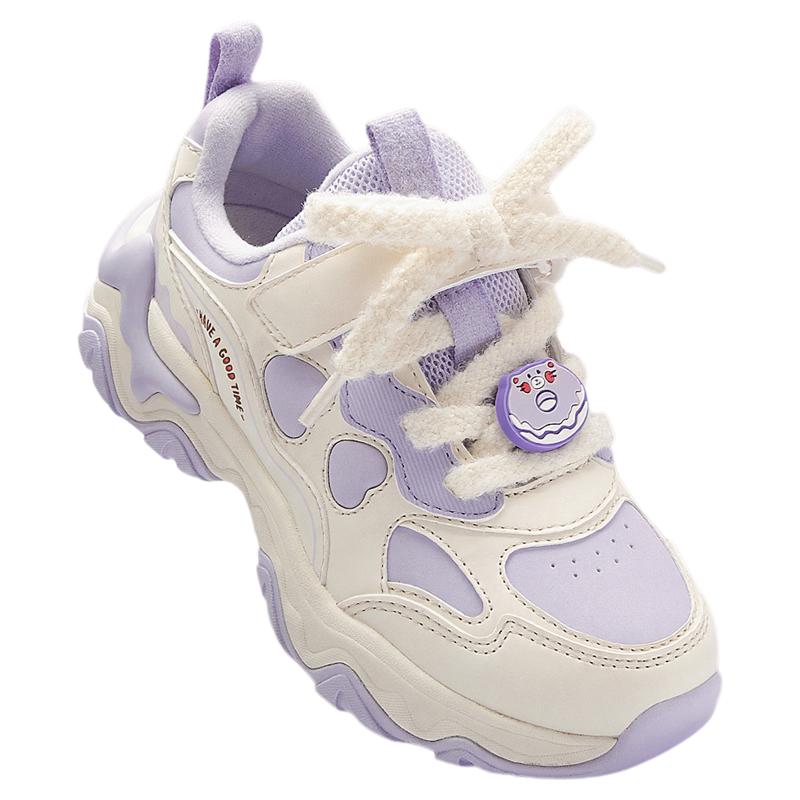 巴拉巴拉童鞋儿童运动鞋女童鞋2025新秋冬防滑加绒老爹鞋女款鞋子