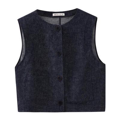 水云间女装亚麻棉透气牛仔马甲