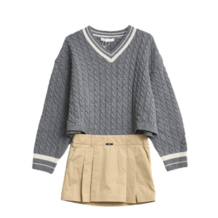 YCH 春夏款女士羊毛混纺假两件针织连衣裙银泰百货精品 301596