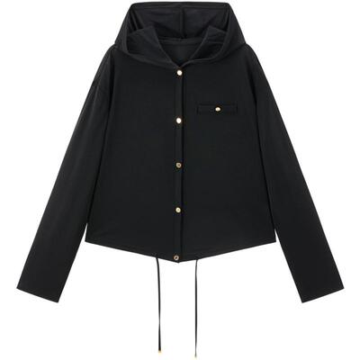 太平鸟女装夏季柔顺垂感三醋酸长袖短款宽松上衣T恤A1CPF2147