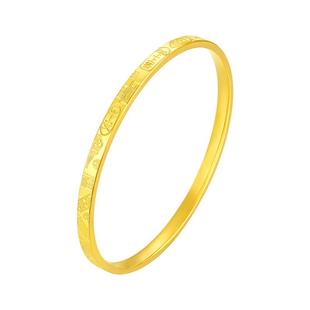 周大生黄金手镯女平安富贵足金上上签金镯子手饰生日礼物送女朋友