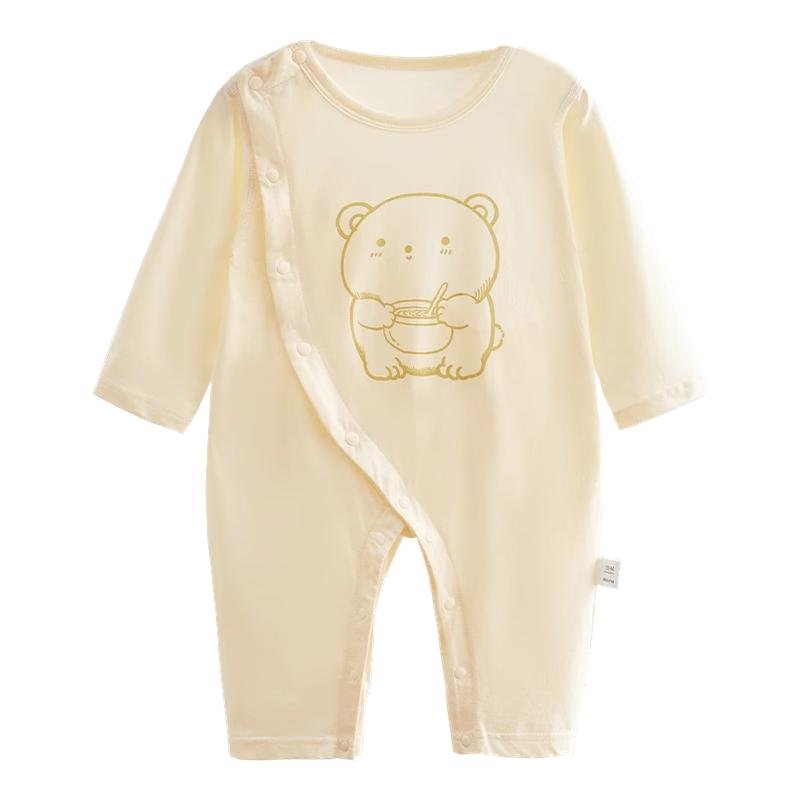 春秋薄款婴儿衣服夏季空调服纯棉双层护肚无骨睡衣贴身内衣家居服