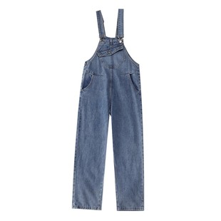 港味复古牛仔背带裤男潮牌宽松直筒阔腿工装连体裤情侣百搭吊带裤