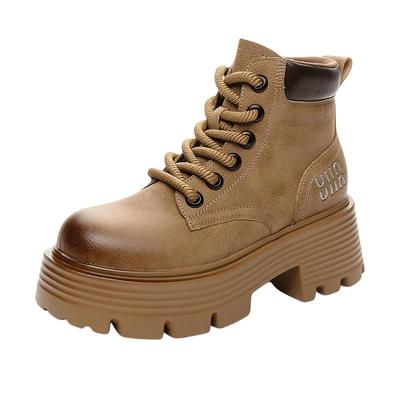 厚底小个子马丁靴女加绒增高棉靴