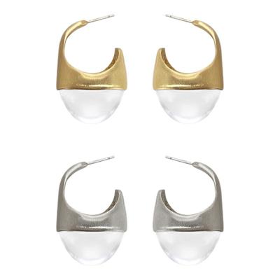 拉丝松果清透耳环纯银耳针