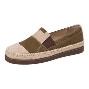 2026秋季新款真皮复古编织渔夫鞋女平底一脚蹬懒人鞋休闲百搭单鞋