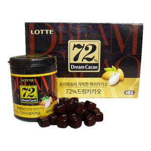 韩国进口零食乐天72%高浓度纯黑巧克力罐装86g零食小吃 休闲食品