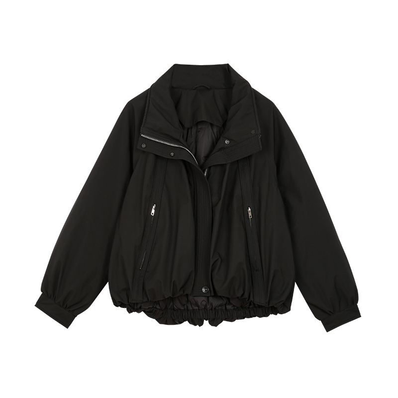 BLANK LABEL白鹅绒羽绒服女冬立领抽褶短款派克服轻薄款保暖外套