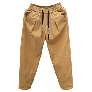 秋冬条绒裤子男款潮牌灯芯绒小脚哈伦裤痞帅百搭加绒宽松休闲裤潮