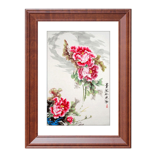 中式国画画框装裱创意简约书法刺绣客厅装饰 实木相框挂墙定做