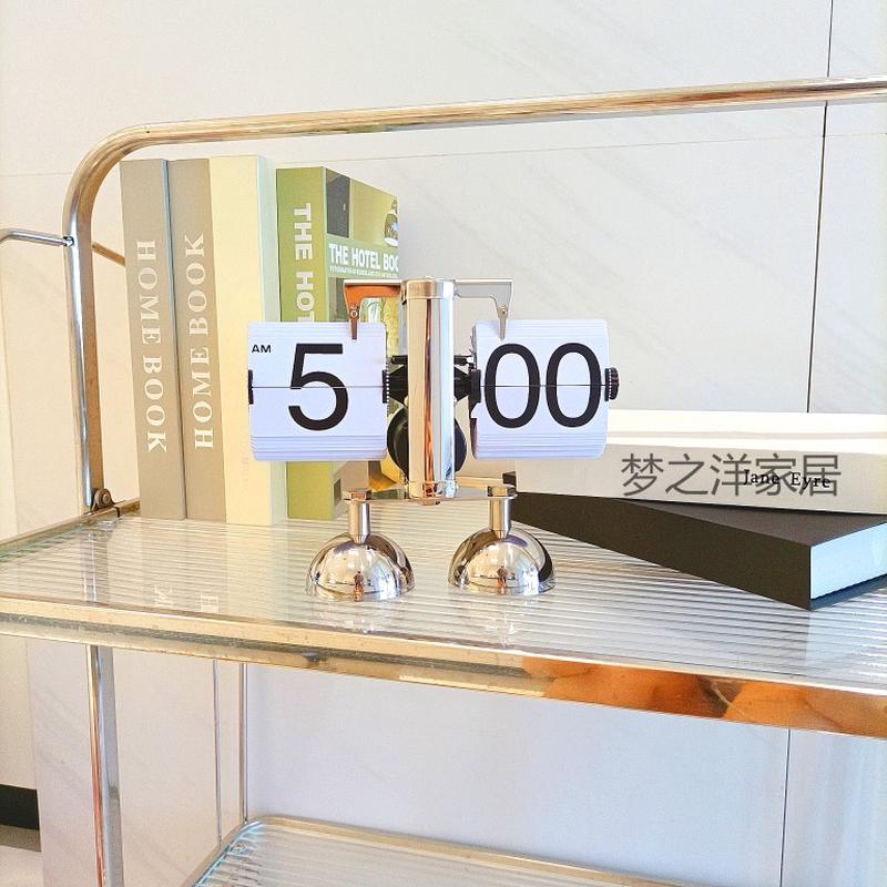 妙刻翻页钟自动复古机械钟表创意摆件台式座钟时钟客厅数字电子钟