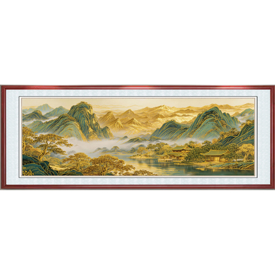 浮雕描金山水画客厅办公室装饰画