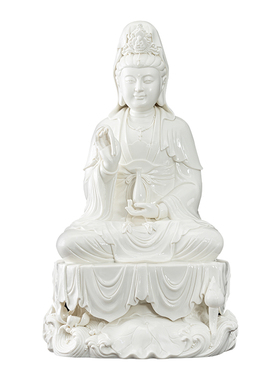 德化陶瓷自在观音佛像禅意装饰