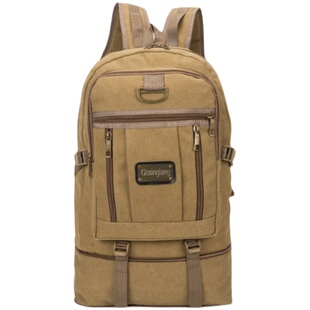 大容量双肩包男士背包帆布户外登山包可扩容书包运动旅行包旅游袋