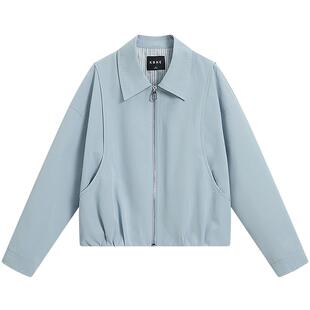 KBNE小个子高级感宽松短款外套女装2026春季新款翻领百搭夹克上衣