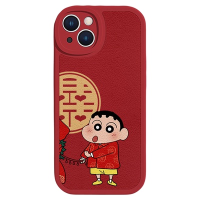适用苹果蜡笔小新红色情侣手机壳