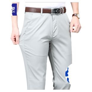 罗蒙高端桑蚕丝男裤夏季薄款爸爸夏装裤子中老年休闲裤高腰深裆裤