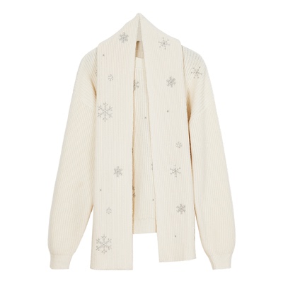 NancyCavally气质雪花围巾针织衫