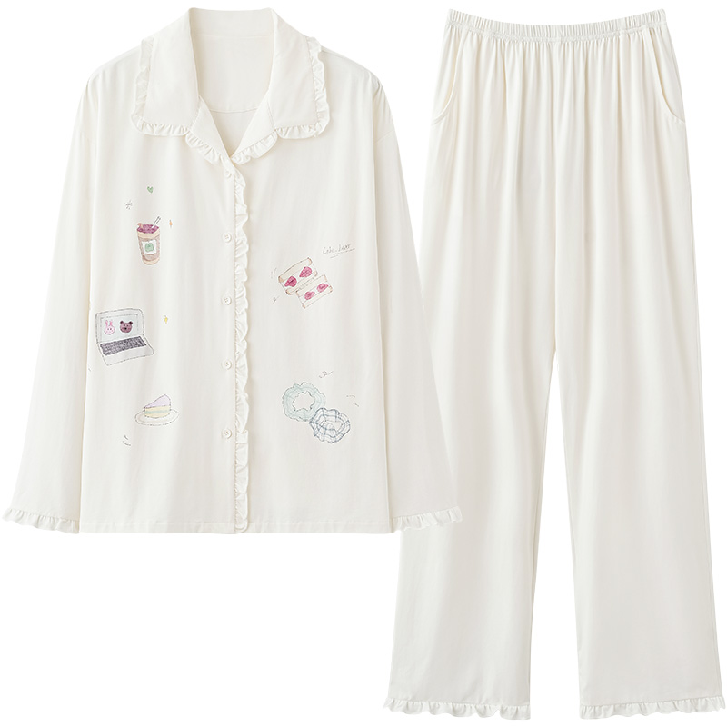 马克公主睡衣女春秋季新款可爱卡通柔软莫代尔棉甜美白月光家居服