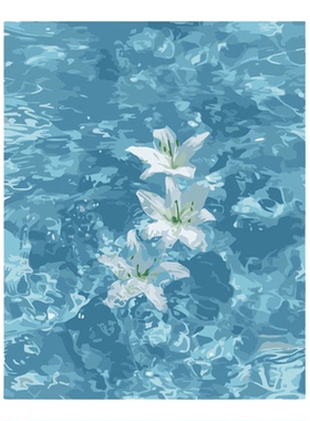流水百合数字油画纯手绘打发时间