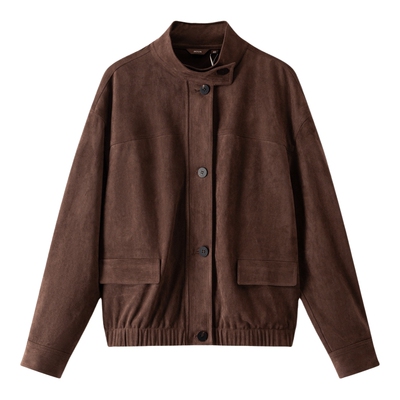 INSUN恩裳专选2026春季绒烟囱领夹克型短款外套