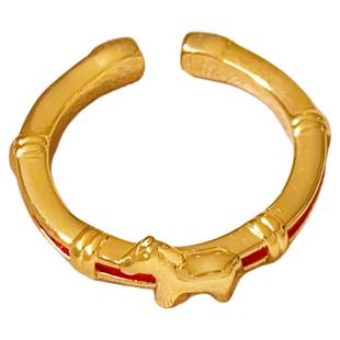 金色小马红绳开口戒指2026新款轻奢高级感马年尾戒女小指小众设计