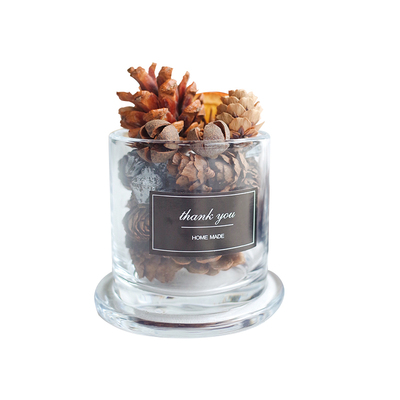 diy装饰松果干花香薰蜡烛