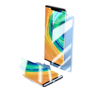 适用华为mate40pro钢化膜p40p30手机mete新款nova9nove8荣耀50全屏honor60全胶7por曲面prouv全包光固玻璃UV