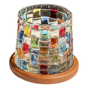 blingbling折射彩虹光中古杯手绘编织旋转玻璃杯威士忌酒杯果汁杯