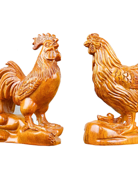 黑檀木雕大公鸡摆件动物客厅