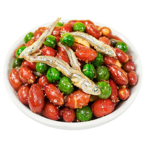 小鱼花生米下酒菜零食小吃开袋即食延边特产油炸酥脆麻辣豌豆鱼干