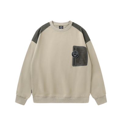 LAMLICKA简约拼接圆领卫衣男