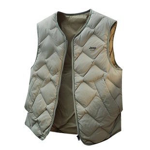 JEEP SPIRIT冬季轻薄羽绒马甲男款中老年爸爸冬装男士外穿背心男