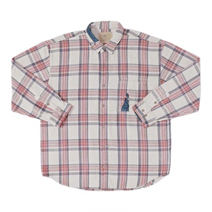 MADNESS HOUSE 25SS日系复古牛仔拼接格子水洗做旧长袖衬衫男外套