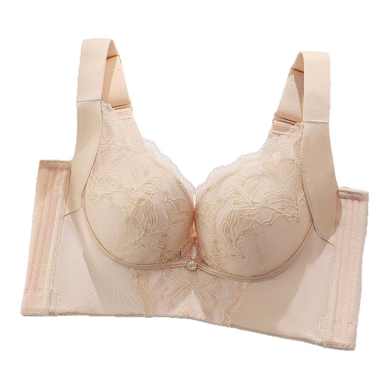 爆款聚拢内衣收副乳调整型文胸薄棉杯大胸显小五排扣矫正下垂外扩