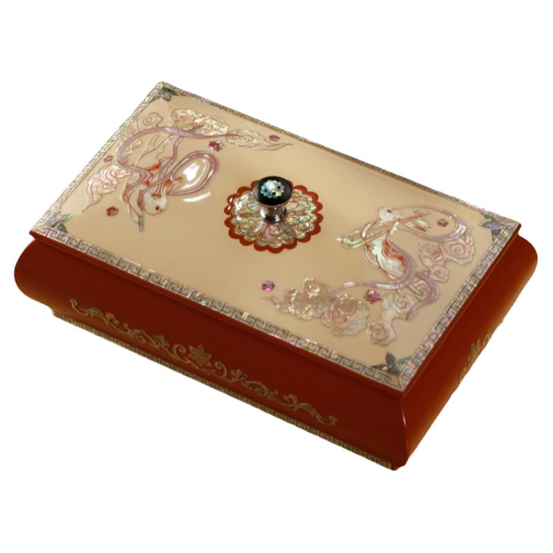 锦贝传说螺钿漆器首饰盒玉兔四方盖饰品盒生日礼物手镯戒指收纳盒