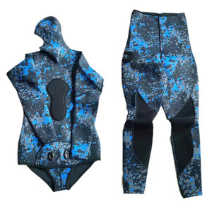 夏季新款3MM潜水服男女分体两件套湿衣迷彩打渔服浮潜深潜服套装