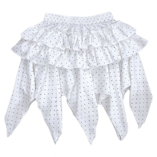 小猫藏星StarryKitty白色不规则下摆叠穿有层次感「百搭波点屁帘