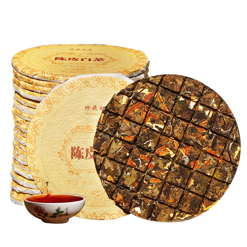 陈皮白茶饼福鼎老白茶寿眉饼茶叶福建高山紧压白茶果香浓香自己喝