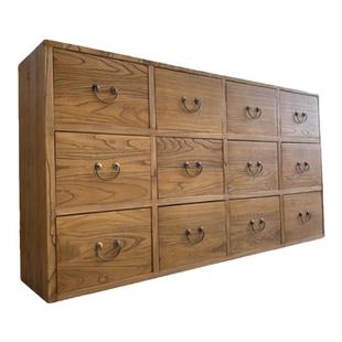 实木老榆木五斗柜新中式收纳储藏柜收纳抽屉柜复古餐边柜客厅定制