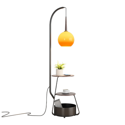 极有家品质工厂置物架落地灯一体