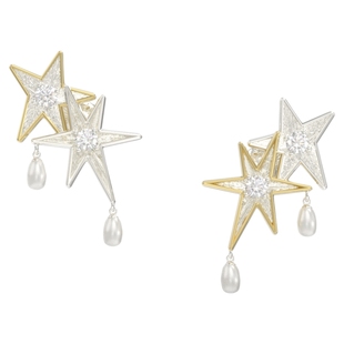 Mouhooland/暮后之地圣诞星系列圣诞星珍珠不对称耳钉925银针耳饰