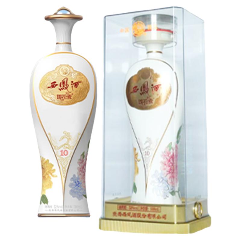 西凤酒国花瓷10年52度月华纯粮食西凤酒凤香型白酒500ml单瓶装